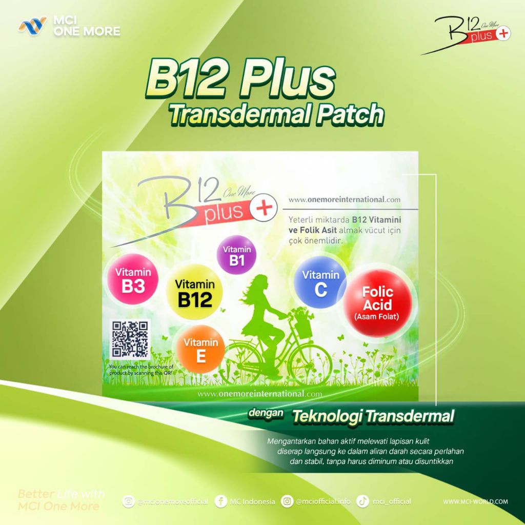 Ecer 1 lembar (8 patch) Vitamin B12 Plus+ Patch/Tempel One More
