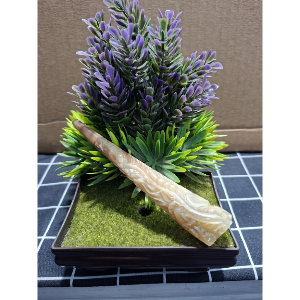 pipa once tanduk kerbau bule original, ukir naga galak, super premium, unik dan menarik