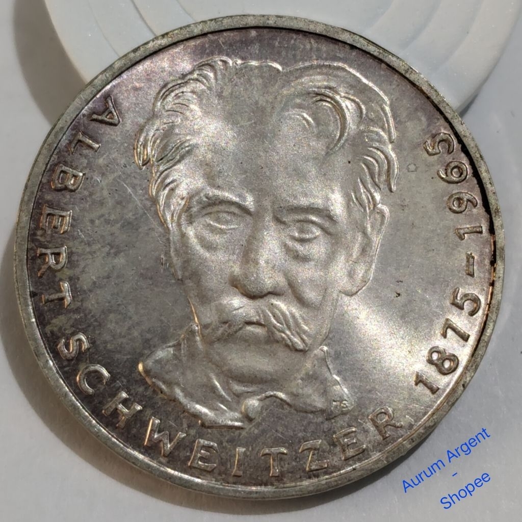 AB.96-- 1 PC KOIN PERAK KUNO ASLI 5 DEUTSCHE MARK TH 1975. -- SILVER COIN --