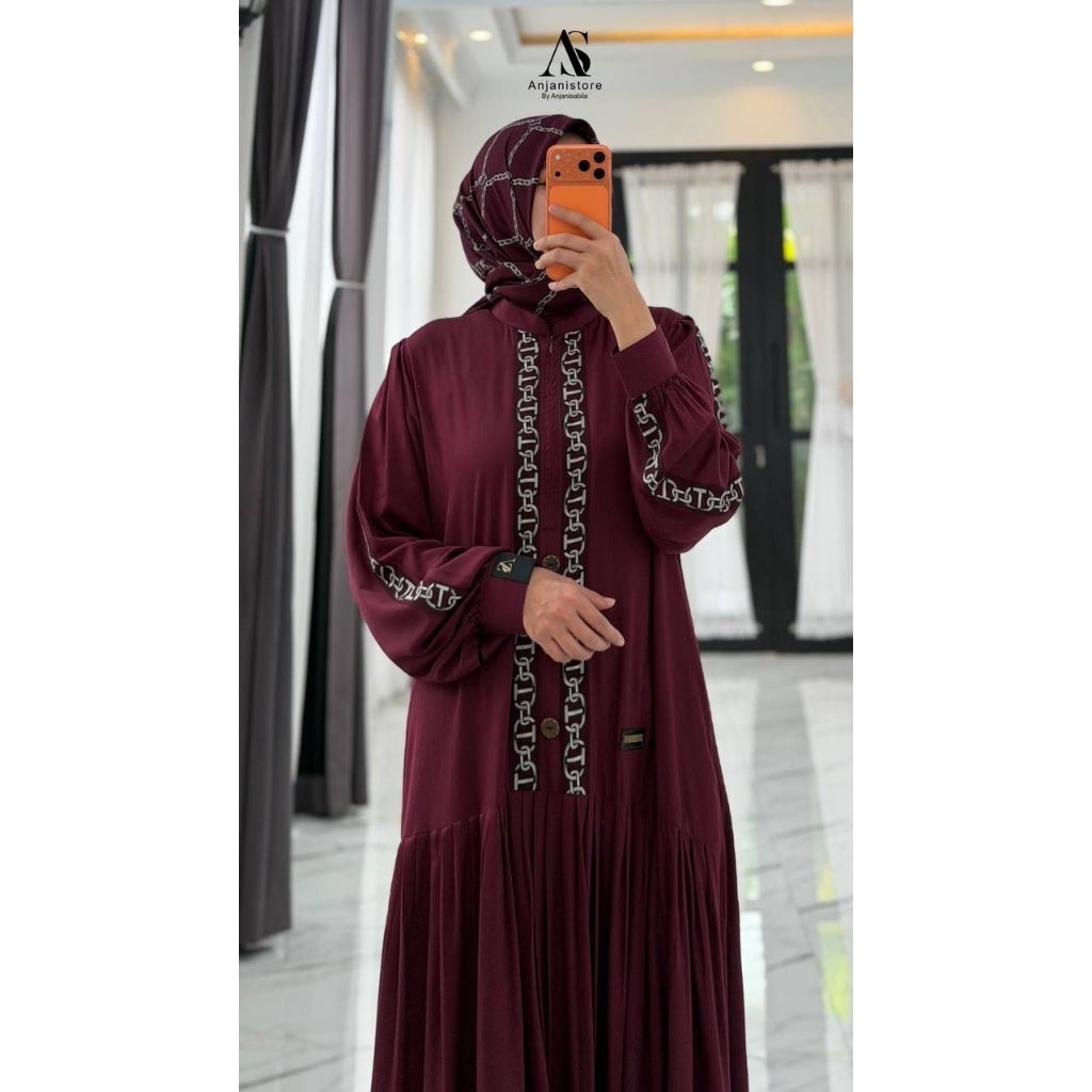 GAMIS TWILL ANJANI STORE SET HIJAB BURGUNDY