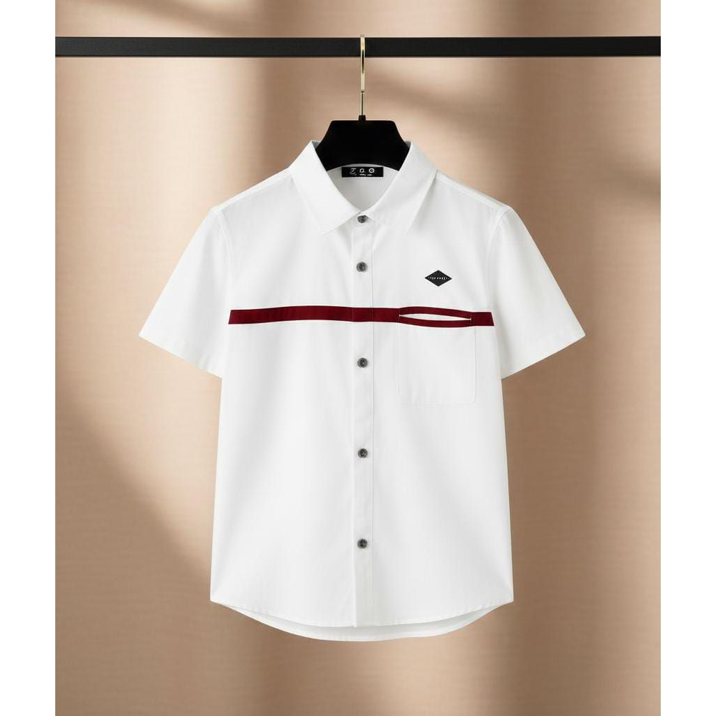 Z&G Kemeja Distro Putih Kombinasi Lengan Pendek