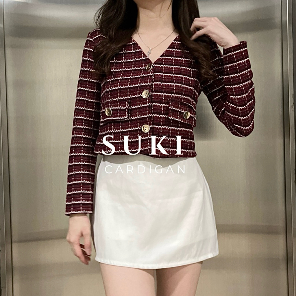 PLAINE - Suki Top | Korean Top - Atasan Formal Outer Wanita Atasan Fitted Classy Outer Tweed Wanita