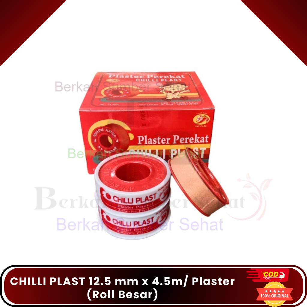CHILLI PLAST 12.5 mm x 4.5m/ Plaster (Roll Besar)/ Plester Gulung Kain Luka  P3k