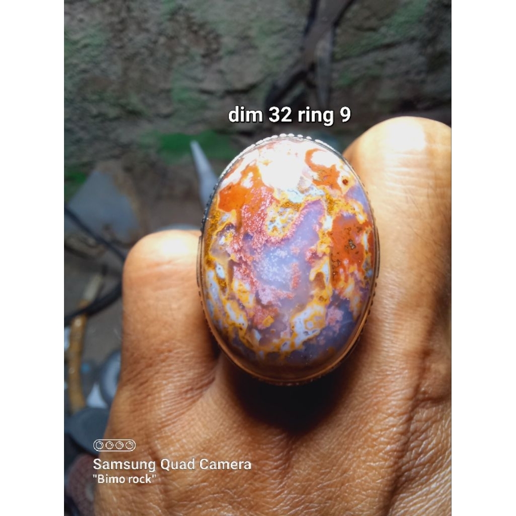 cincin batu akik pancawarna Klawing ,unik antik