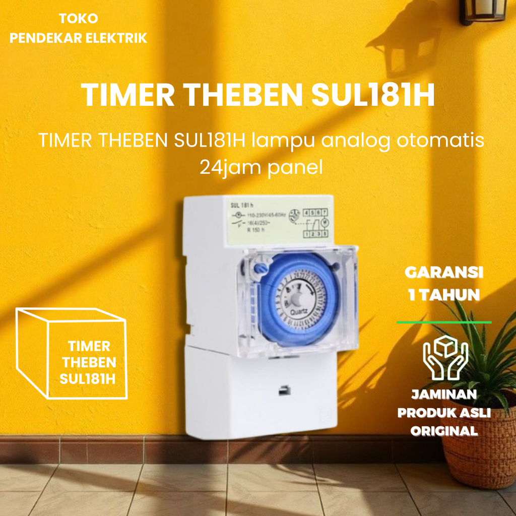 TIMER THEBEN SUL181H LAMPU ANALOG OTOMATIS 24JAM PANEL TIMER THEBEN SUL181H