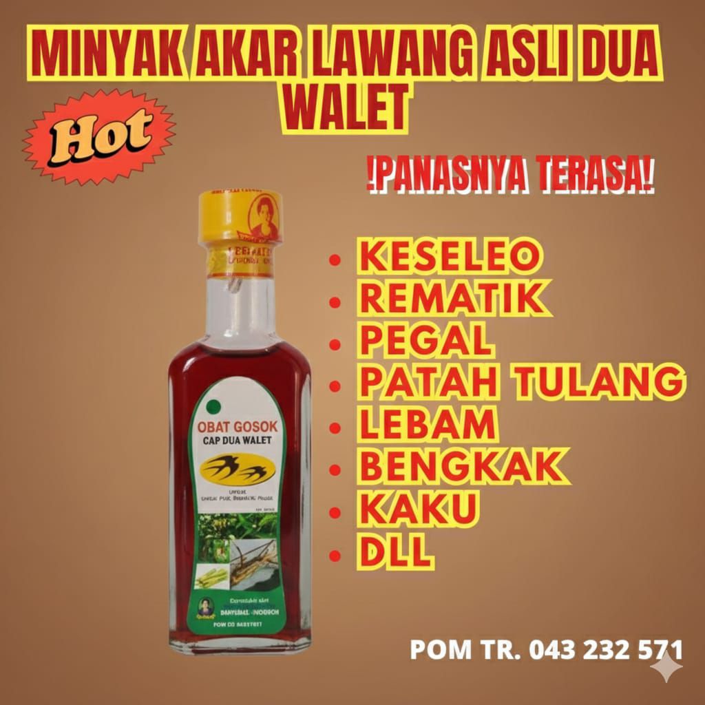 Minyak Akar Lawang Dua Walet | Minyak Gosok Herbal 100% Alami
