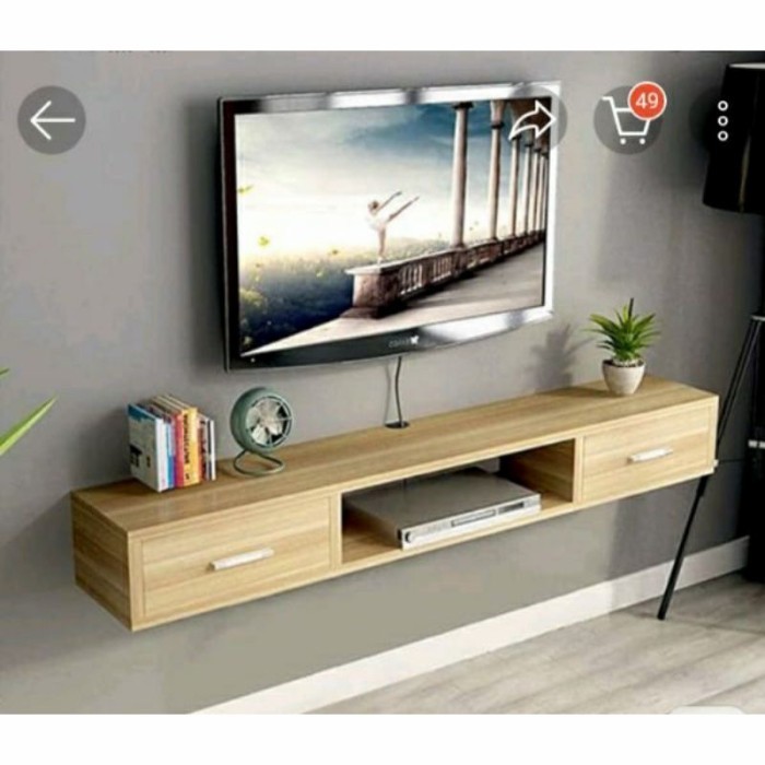 Rak Tv Tempel Dinding Minimalis 2-1 laci Penyimpanan / meja Tv Tempel Dinding  / lemari Tv Dinding