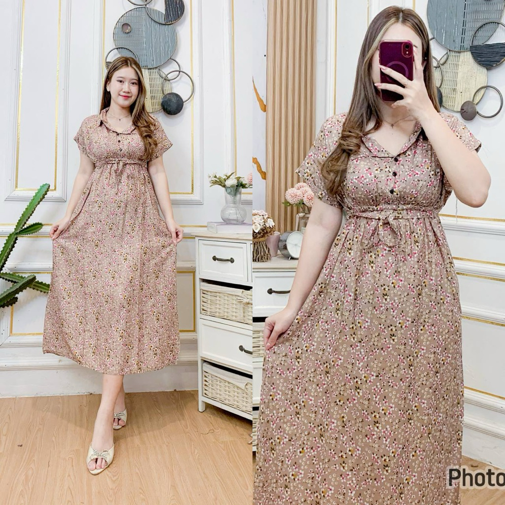 Daster Nana Daster//Dress Panjang Model Kancing Berkerah//Bumil Busui Friendly