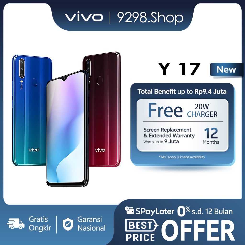 HP VIVO Y17 RAM 8/256GB 4G Fullset Dengan AI Triple Camera, Baterai 5.000 mAh