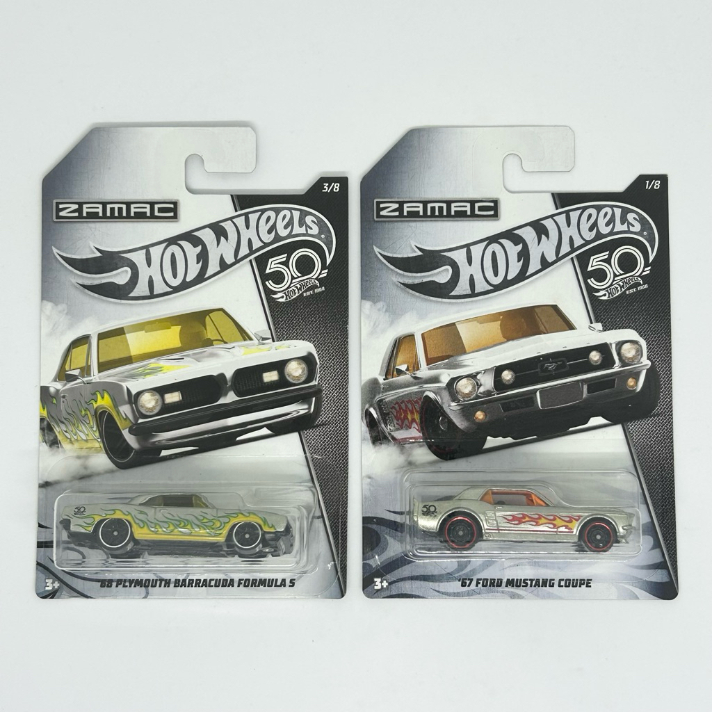 Hot Wheels Silver Series Zamac Edition 50 Years Anniversary Plymouth Ford Mustang
