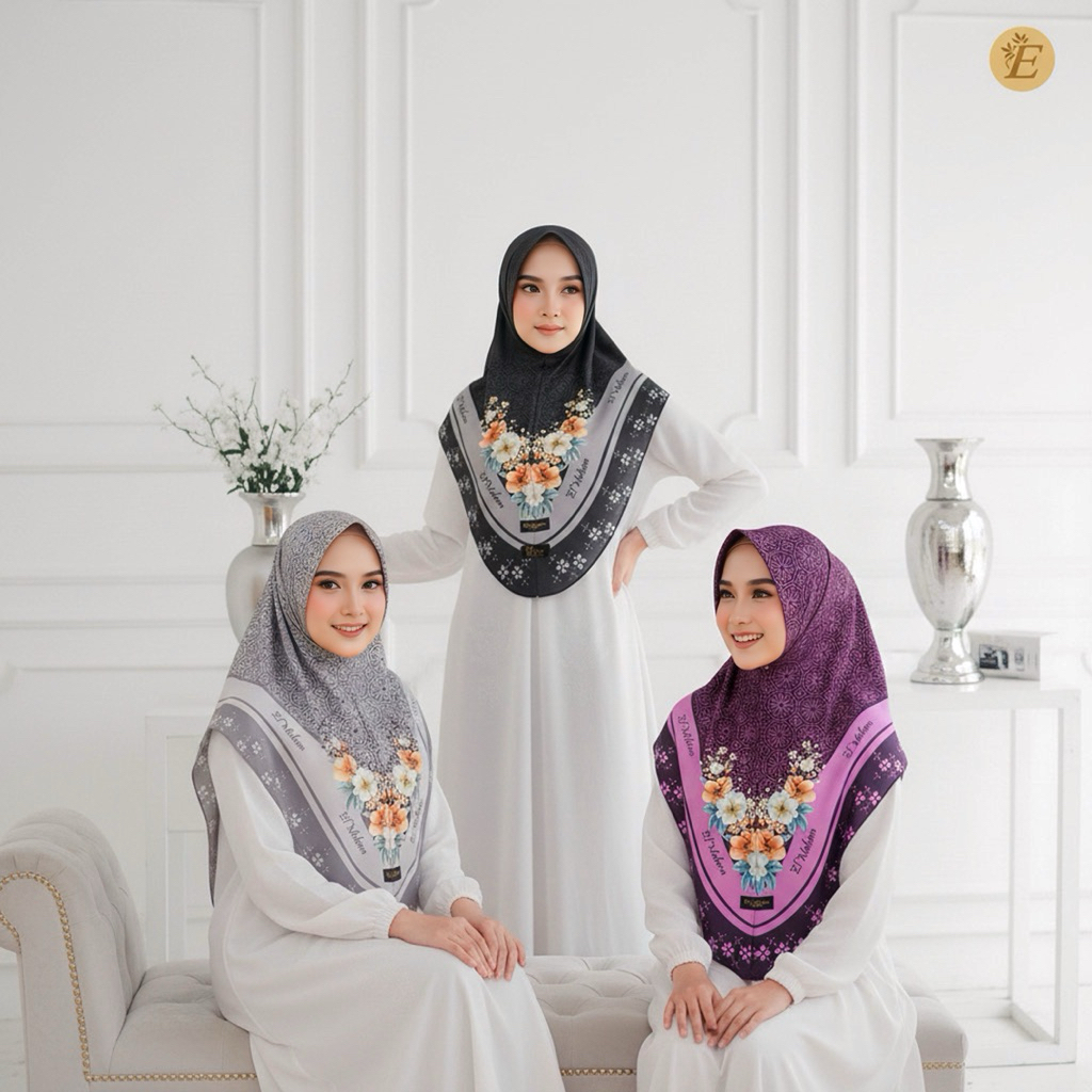 Hijab Instan Bergo Motif Bunga  Printing Jersey Zoya