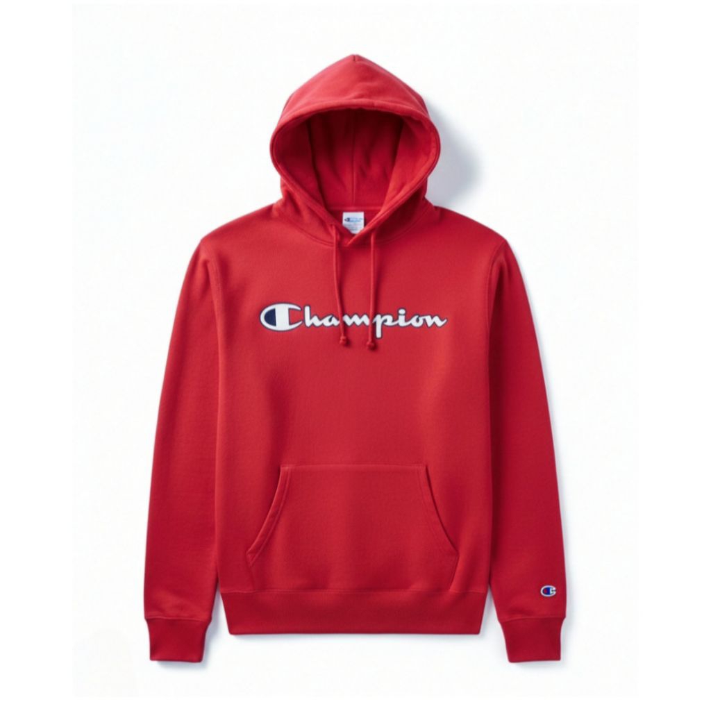 JAKET HOODIE PRIA CH4M - P10N SCRIFT TEE RED LOGO NEW BNIB