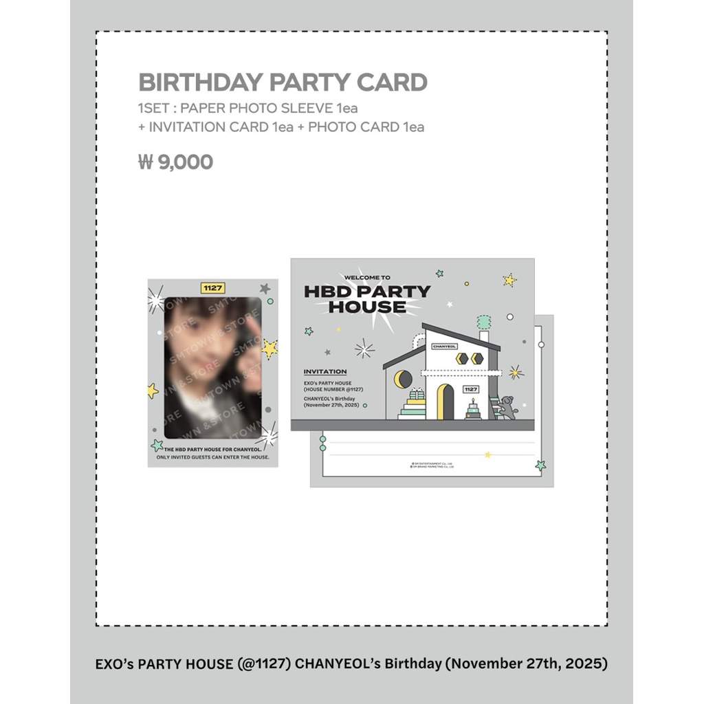 [PRE ORDER] HBD PARTY HOUSE BIRTHDAY POUCH CARD CHANYEOL EXO OFFICIAL MURAH