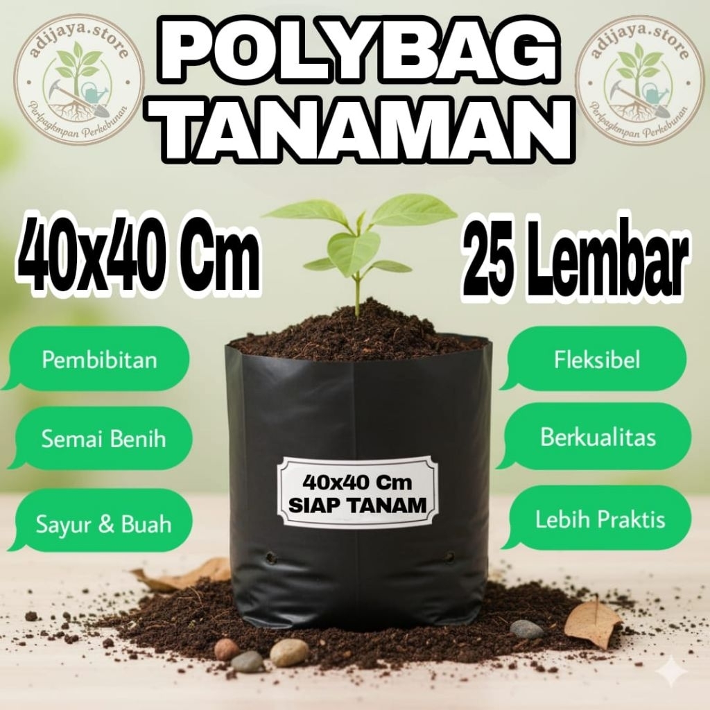 Polybag Polibag Tanaman Ukuran 40x40 Cm Isi 25, 50 Lembar Berkualitas Kuat Dan Tahan Lama
