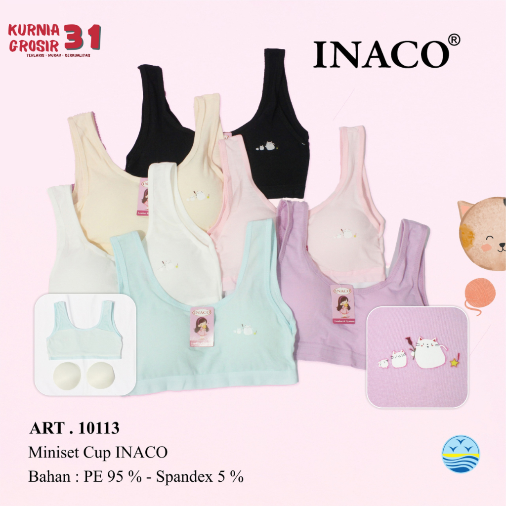 MINISET INACO 10115 10113 Busa Tipis Tanpa Kawat / BH Remaja Busa Tipis / Pakaian Dalam Anak