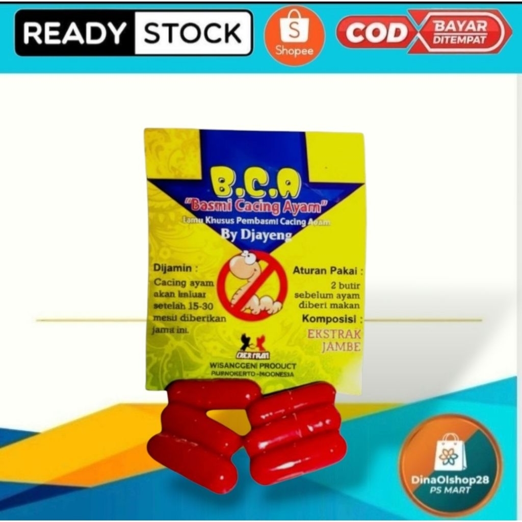 BCA Basmi Cacing Ayam Obat Cacing Ampuh Kapsul Herbal Jamu Ayam Jago Super Cepat Tuntas Dalam 30 Men