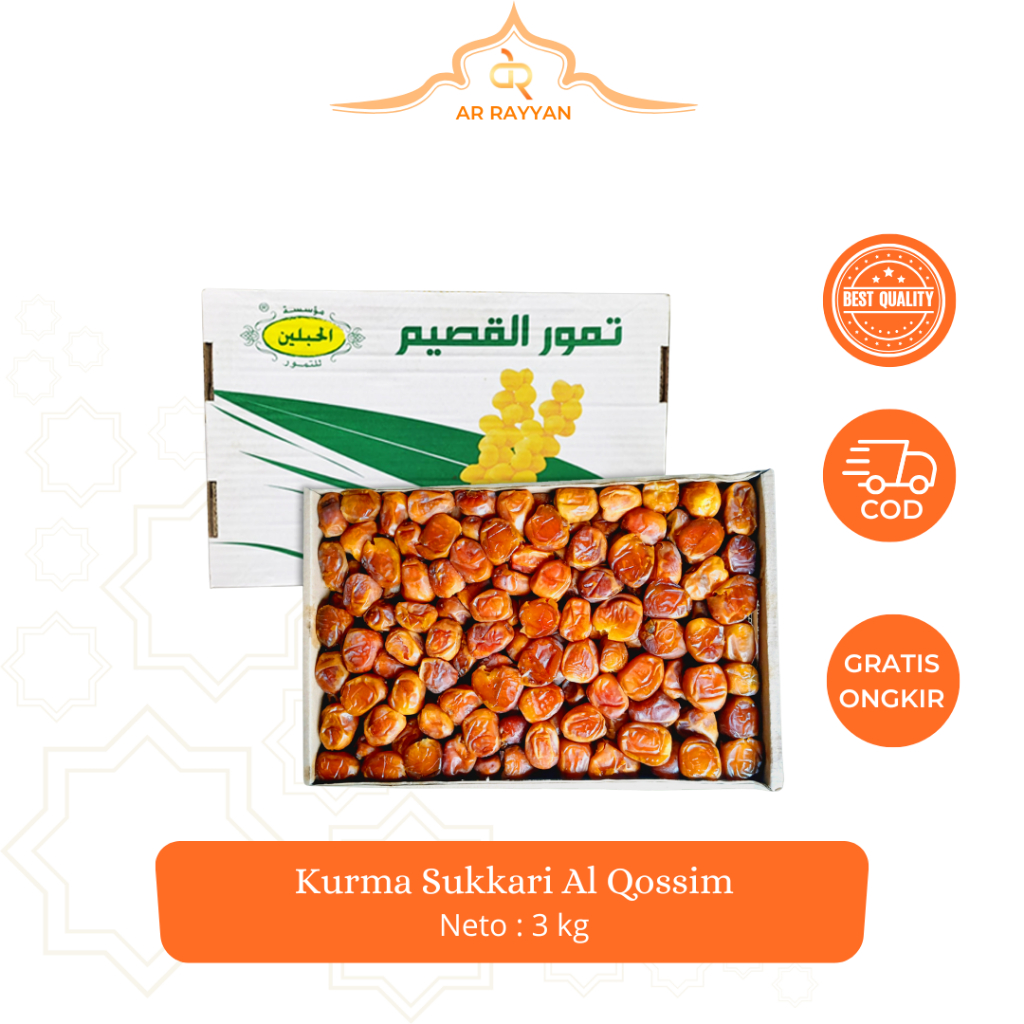 Kurma Sukari Al Qossim 3kg Asli Korma Sukkari Premium