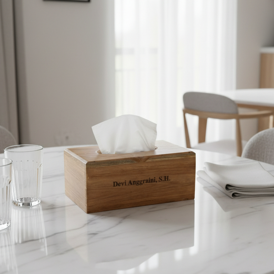 Kotak Tisu Kayu Custom Grafir – Tempat Tisu Hotel / Rumah Estetik