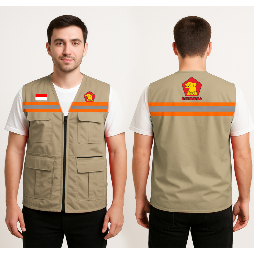 Ori  ROmpi Terbaru Log0 Gerinda/ rompi gojek terbaru / rompi driver ojek / rompi motor pria / rompi 
