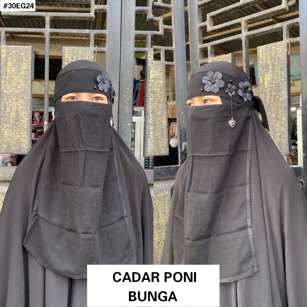 CADAR PONI BUNGA /Niqab Tali Poni Memiliki Aksesoris Bunga