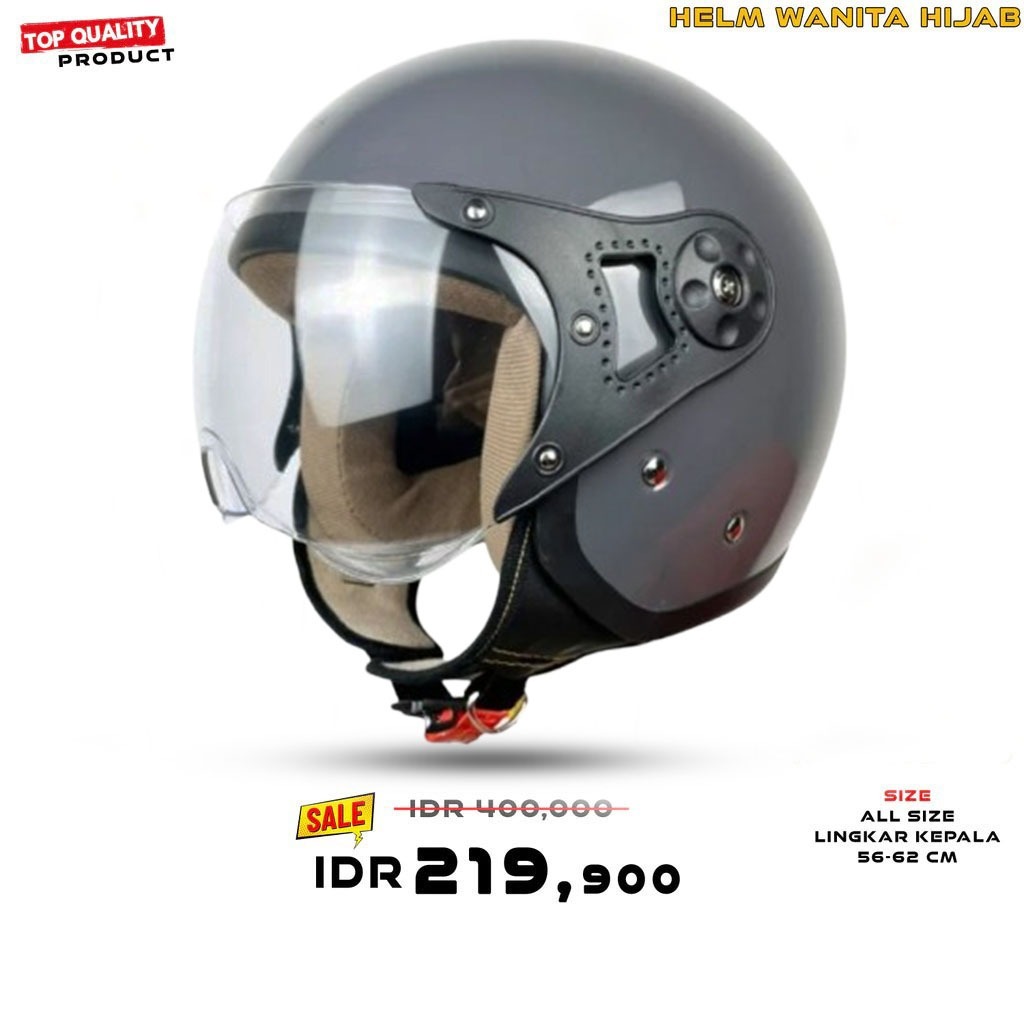 Helm Bogo Wanita Hijab Dewasa Kaca Pilot SNI Motorcycle/Helm Hijab Mla Kekinian Helm Termurah SNI