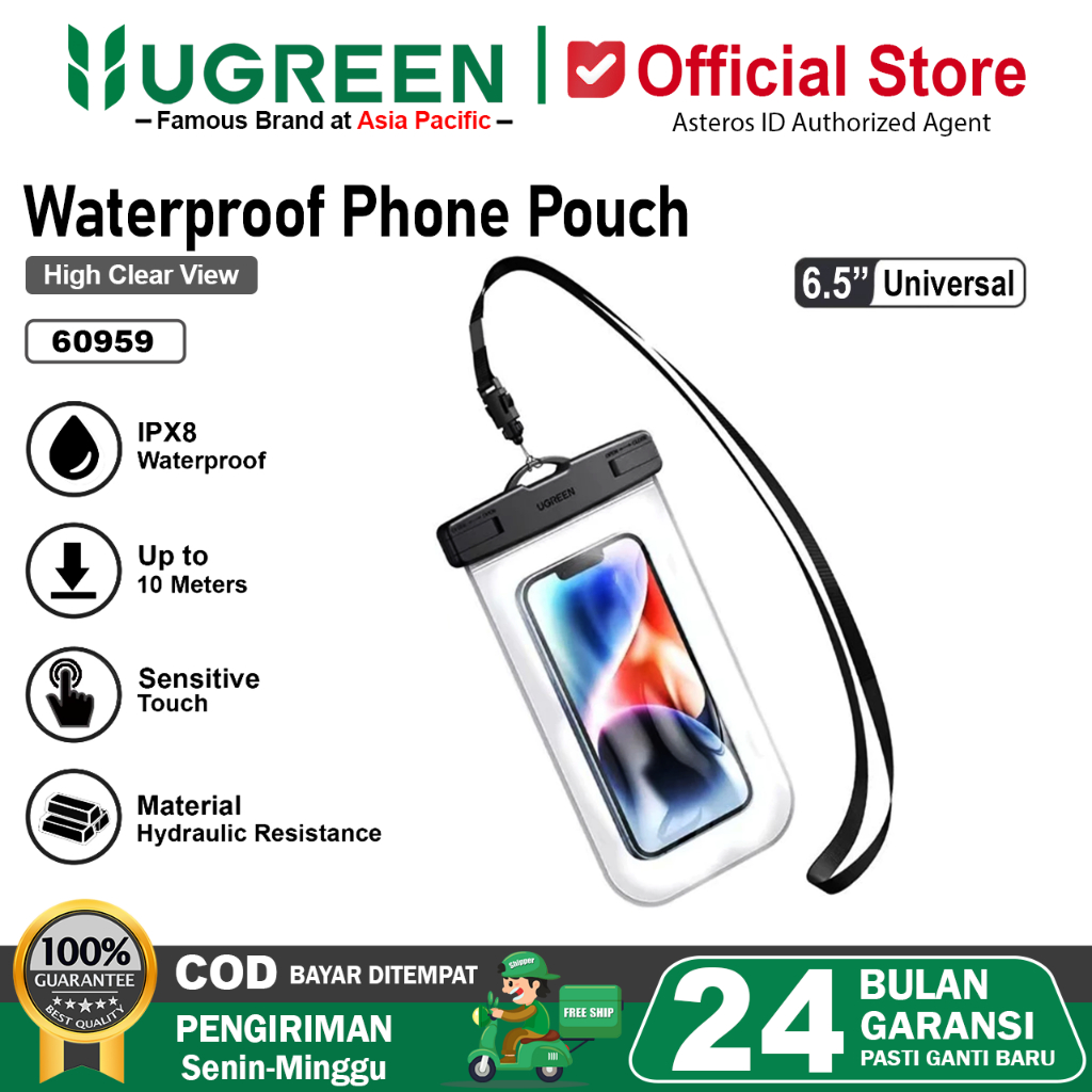 UGREEN Waterproof Case HP Sarung Pelindung HP Anti Air Multifungsi