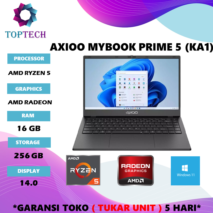 LAPTOP AXIOO MYBOOK PRIME 5 (KA1) RYZEN 5 7540 RAM 16GB SSD 256GB 14.0 W11 GRAY