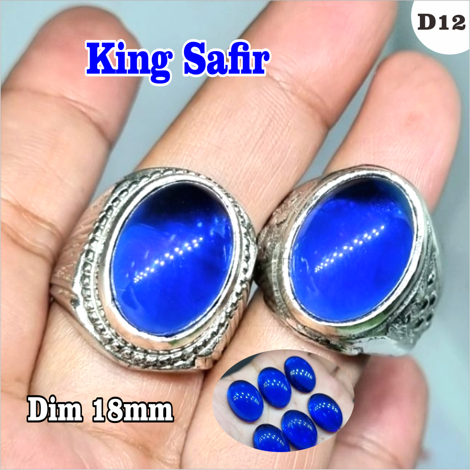 cincin king safir obsifian manmade tidak asli / cincin batu akik permata king safir / D12