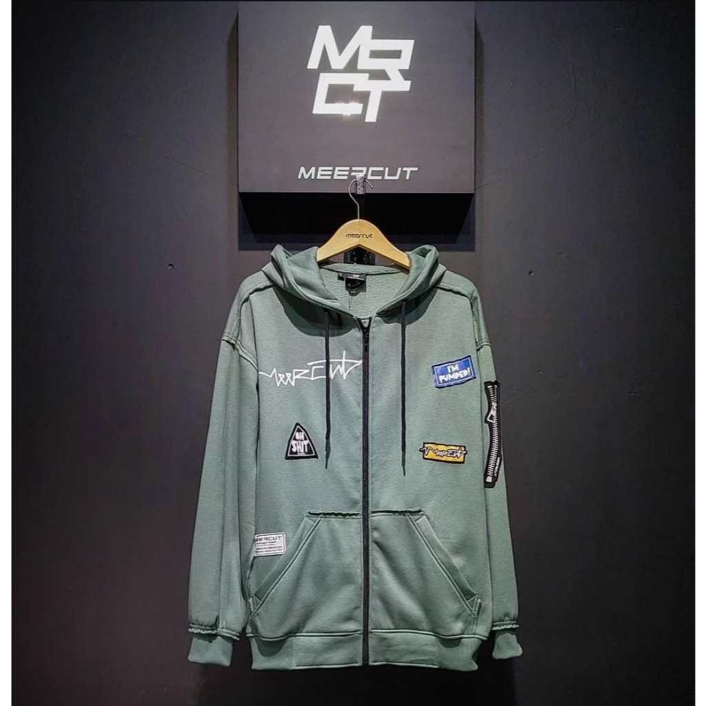 Hoodie Zipper Raw Edge Unfinished MJ 80 Sage CVC Fleece