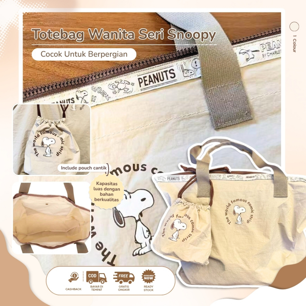 Tas Travel Snoopy Jepang Baru Dapat Digunakan Sebagai Koper Troli, Tas Belanja Lipat, Portabel dan R