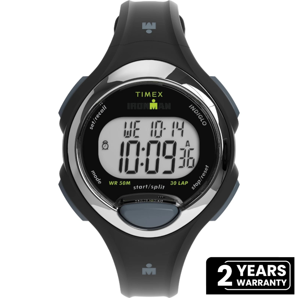 Jam Tangan Wanita Timex Ironman Essential Digital Dial Black Rubber Strap TW2W17300NN Original