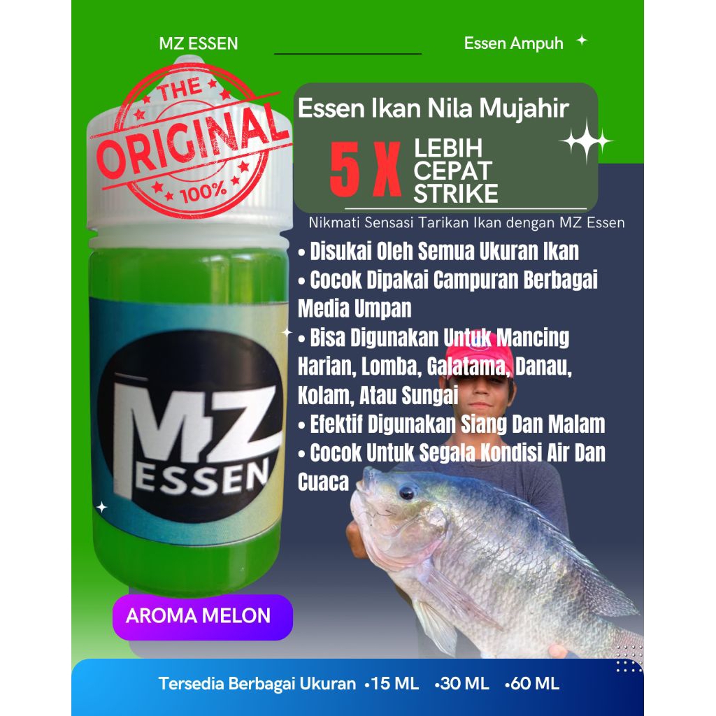 MZ ESSEN AROMA MELON 100 % pemikat ikan Mas super Nila Mujair mujaer  lele super babon Esen campuran