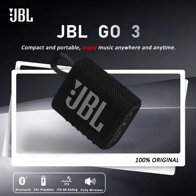 100% Ori JBL Go 3 Ultra Portable Bluetooth Speaker Big Audio And Punchy Bass IP67 Waterproof And Dus