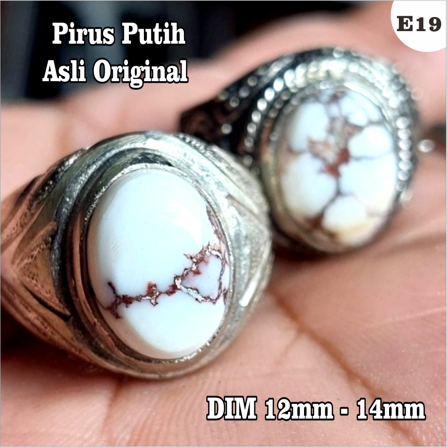 Cincin batu pirus putih asli original urat merah hitam ceplok kuro / pirus persia urat emas Ring / E