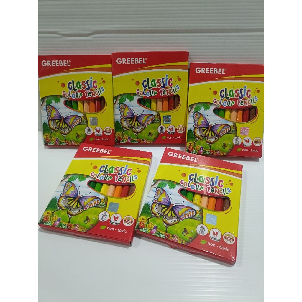 PENSIL  12 WARNA GREEBEL CLASSIC | PENSIL WARNA GREEBEL PENDEK | PENSIL WARNA BAGUS
