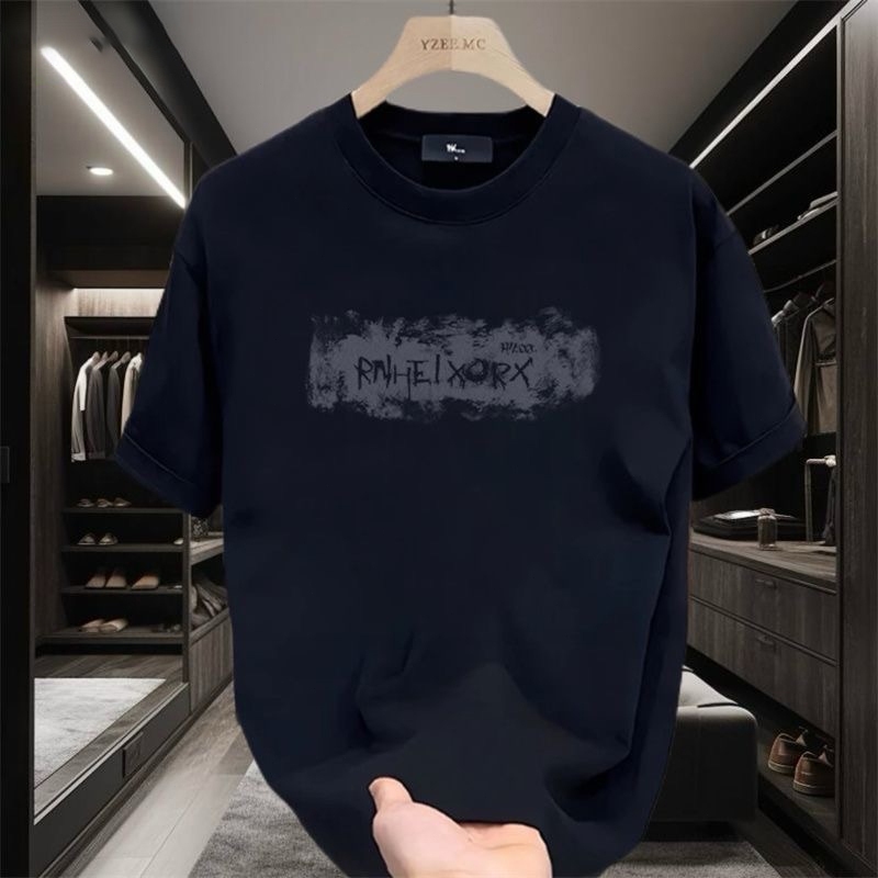 *COD* kaos pria musim panas katun kerah bundar ukuran besarOleskan pola huruf Inggriskaos bergambar 