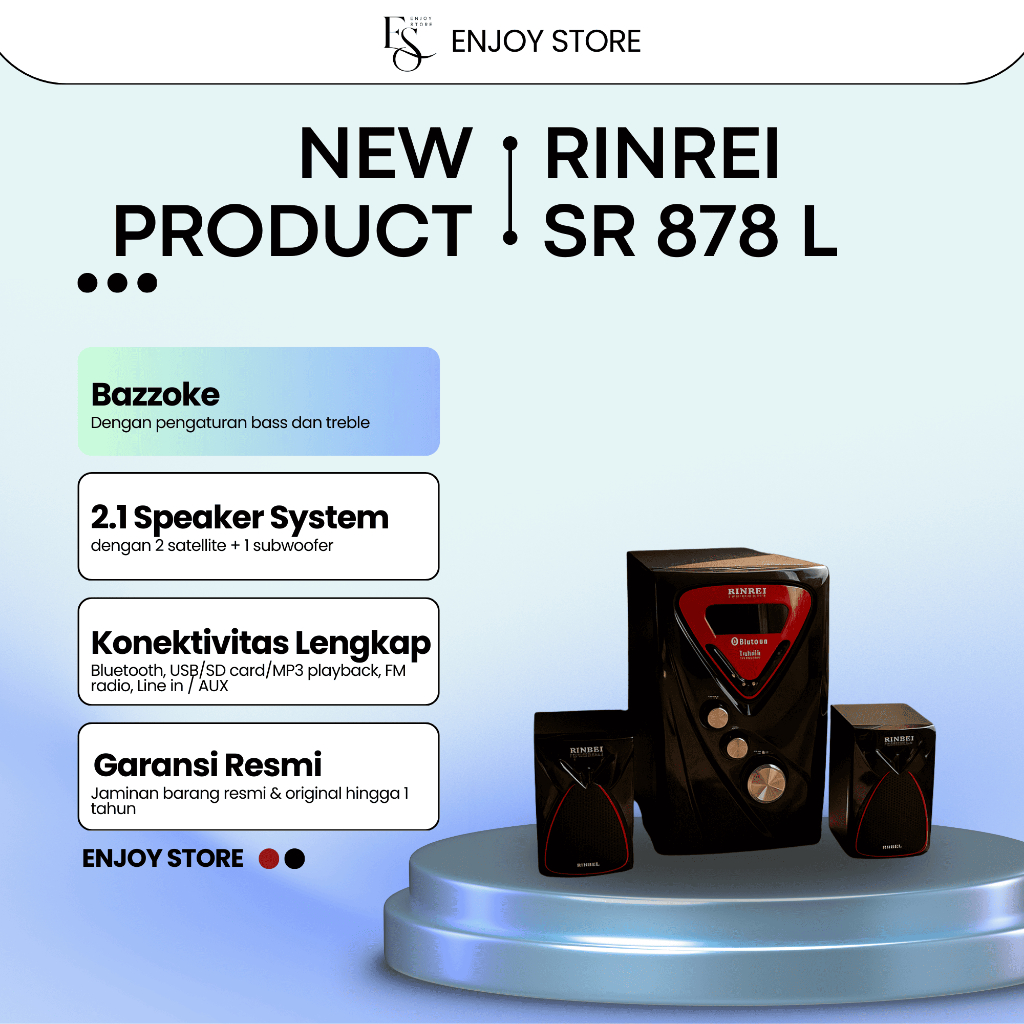 SPEAKER BLUETOOTH SPEAKER BASS SPEAKER MULTIMEDIA SPEAKER BLUETOOTH BASS RINREI 878L GARANSI RESMI 1