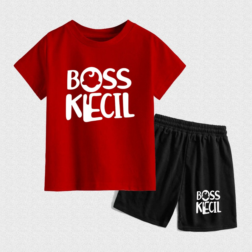 Setelan Kaos Lengan Pendek Anak Cowok Cewek Usia 1-9Thn Baju Anak Laki-Laki Karakter Boss Kecil Terb