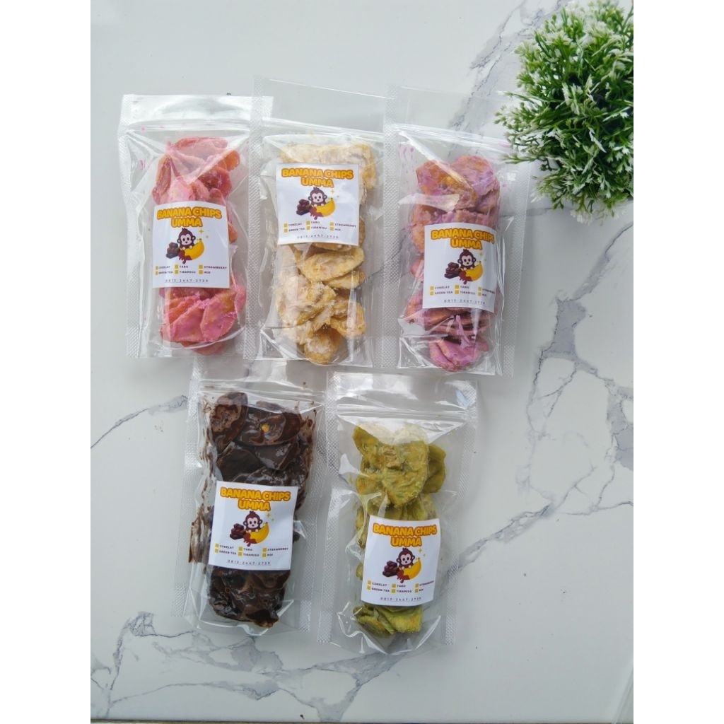 Banana chips, kripik pisang coklat lumer