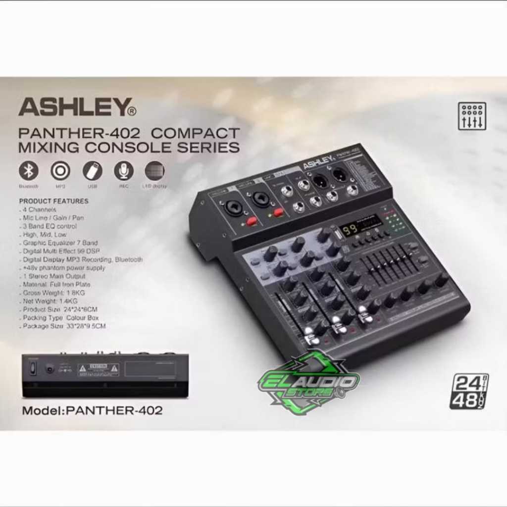 Mixer ASHLEY Panther-402 4Channel / Mikser Ashley Panther 402 Effect 99DSP Original