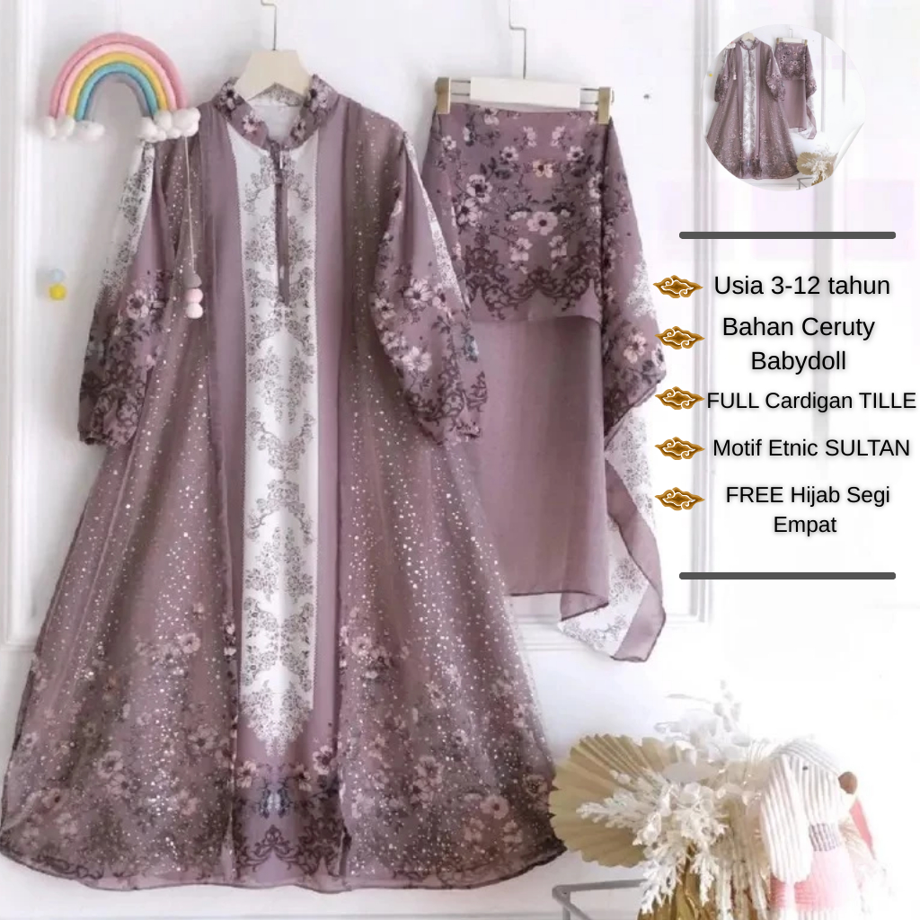 Gamis Ceruty Babydoll Anak Perempuan Nyaman Di Pakai Usia 3-12 Tahun | Fashion Trendy Premium Model 