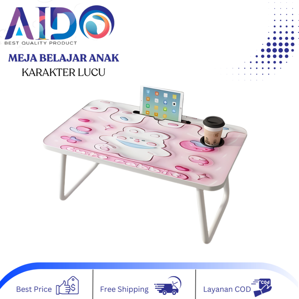 MEJA LAPTOP MEJA LIPAT MINI KARAKTER SERBAGUNA MEJA PORTABLE / MEJA BELAJAR ANAK MEJA NGAJI