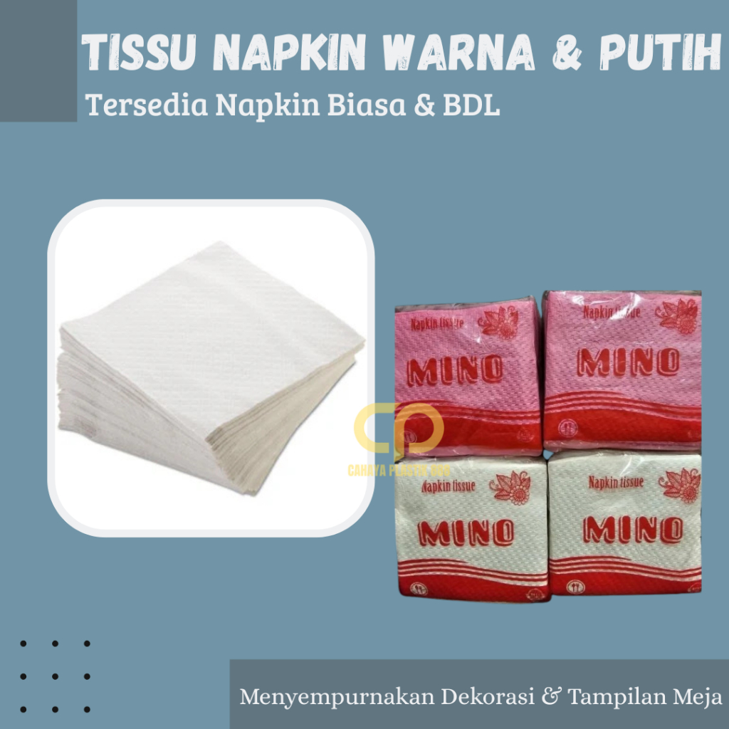 Tissue Napkin Putih Warna / Tissue Meja Makan / Tissue Belah 2 Lipat