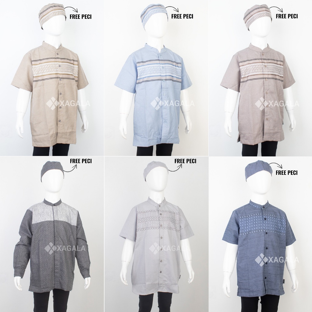 BAJU KOKO ANAK DAN PECI BAJU KOKO ANAK LAKI LAKI KEMKO ANAK LENGAN PANJANG PENDEK PIERRE GRUNO