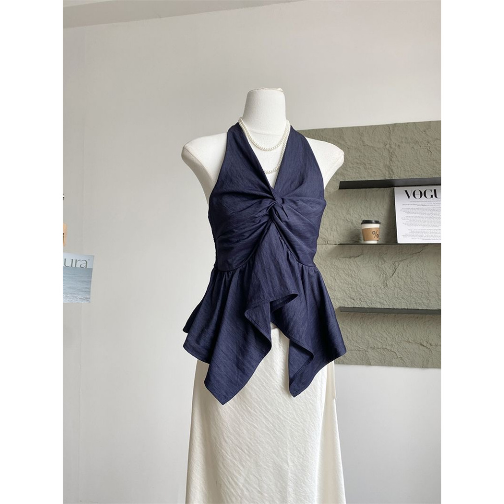 ENJIE | Halter Neck Top | Summer Beach Top | Premium Basic Top | V-neck Rompi Crop | Top Halter Wani