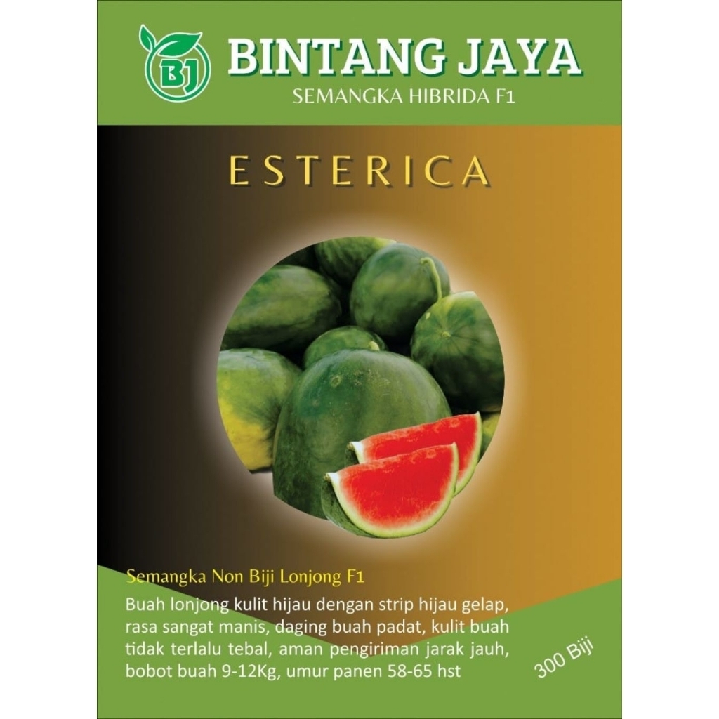 Benih Semangka ESTERICA Non- Biji Lonjong 300 biji  Bintang jaya