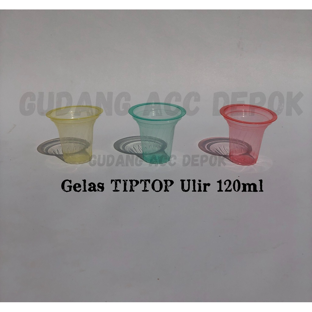 (ISI 50PCS) GELAS TIPTOP ULIR 120ML WARNA WARNI | GELAS PLASTIK FRUTANG JASUKE 120 ML | TIP TOP CUP 