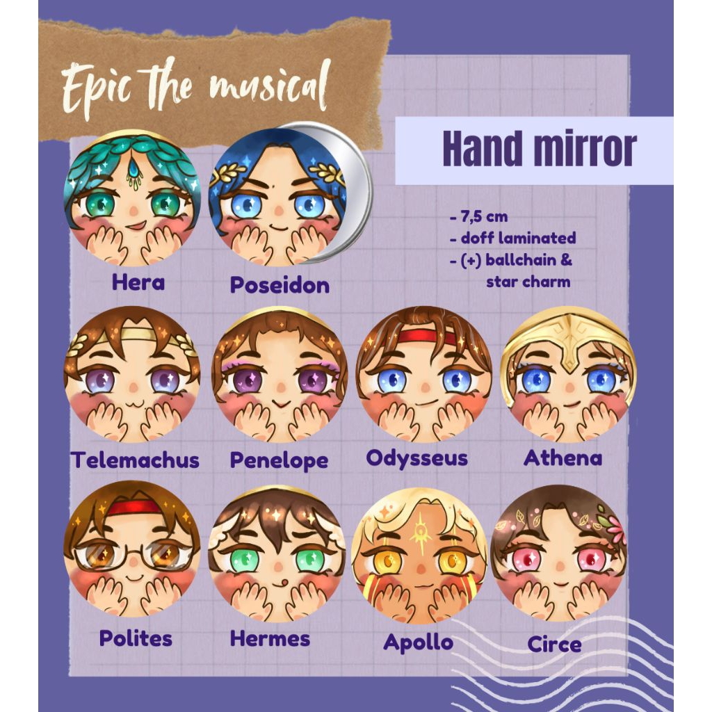 Hand mirror Epic the musical/ gantungan kunci kaca epic by Art_Tenx