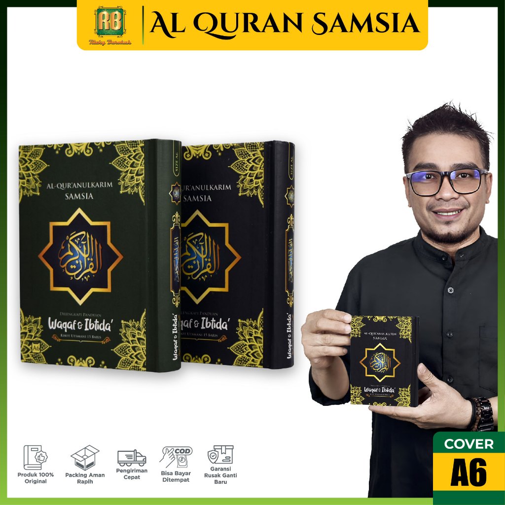 Mushaf Al Quran Samsia 15 Baris Khot Utsmani Non Terjemah ukuran A6 Alquran Tanpa Terjemahan Tulisan