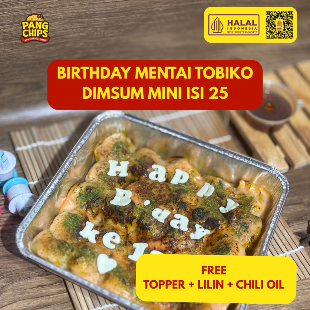 Dimsum Birthday Mentai Tobiko Mini isi 25 free chili oil- req huruf-topper-lilin